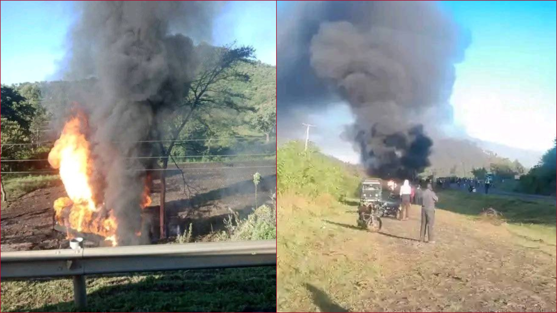 A view of tanker explosion on the Muhoroni-Londiani Highway.